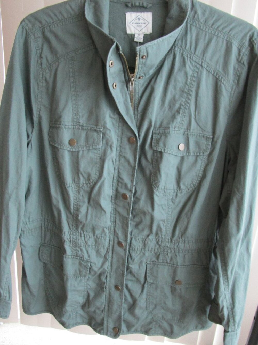 St Johns Bay Light Utility Jacket woman 2X - olive green